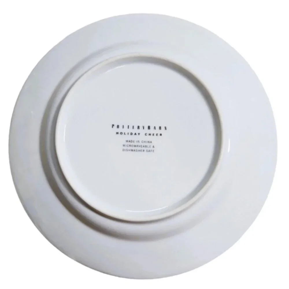 POTTERY BARN Holiday Cheer Sleigh Bells Ring Are You Listening Plate 8 inches